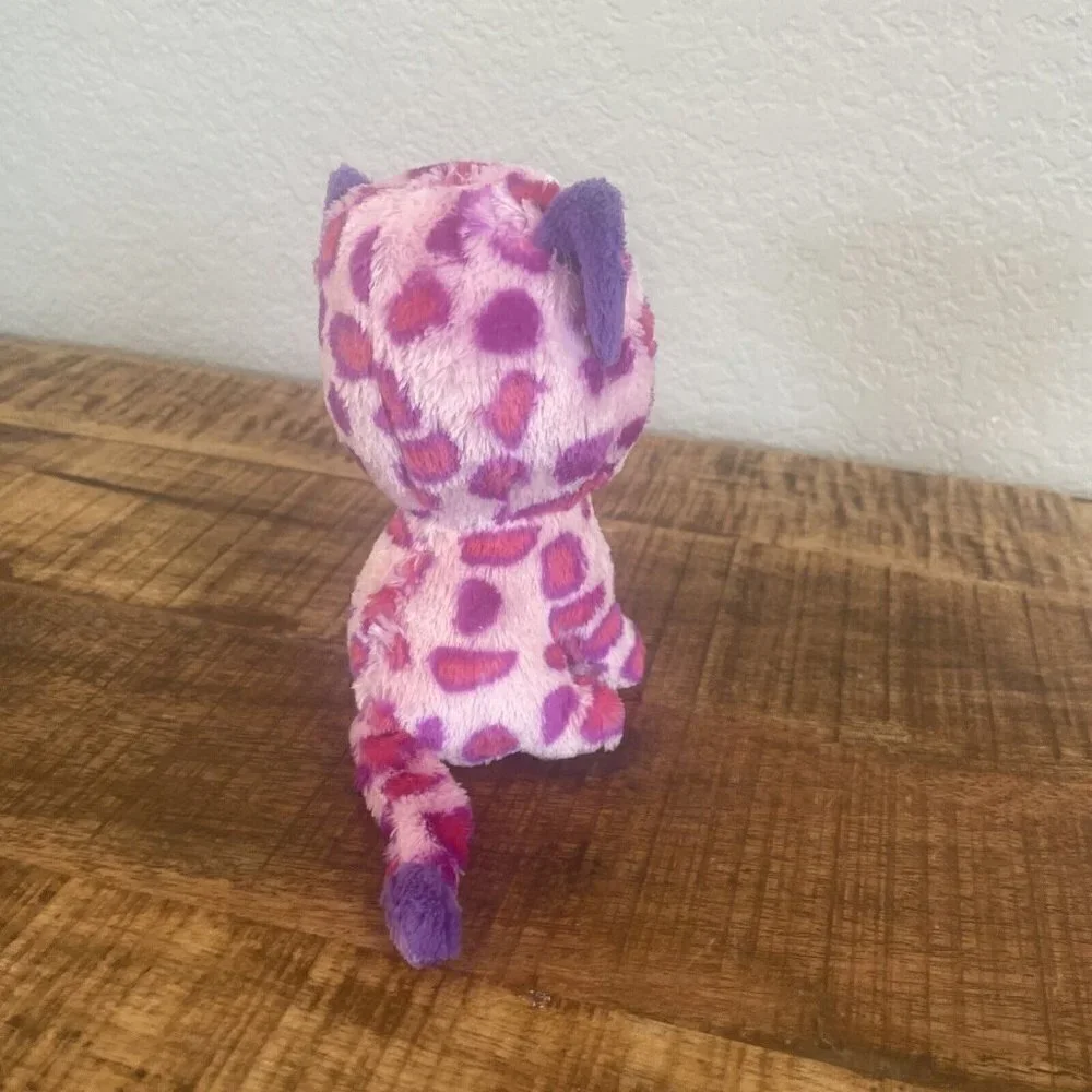 TY Beanie Boo's 6” inch Glamour Pink Purple Leopard Cat May 5 th Birthday  2015